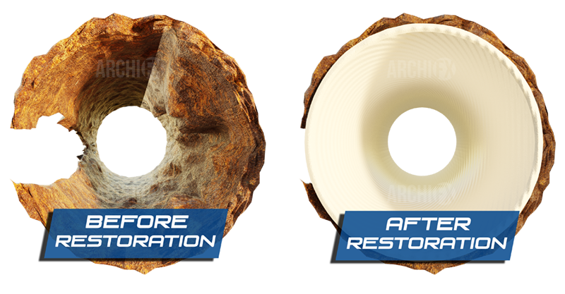 Before and After Pipe Restoration